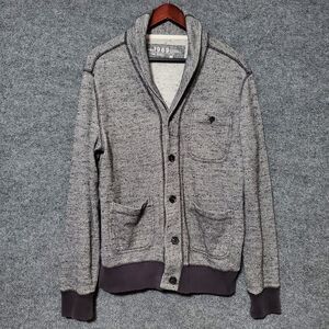 Gap 1969 Cardigan Shawl Collar Sweater Mens Medium Gray Shaker Y2K Retro VTG